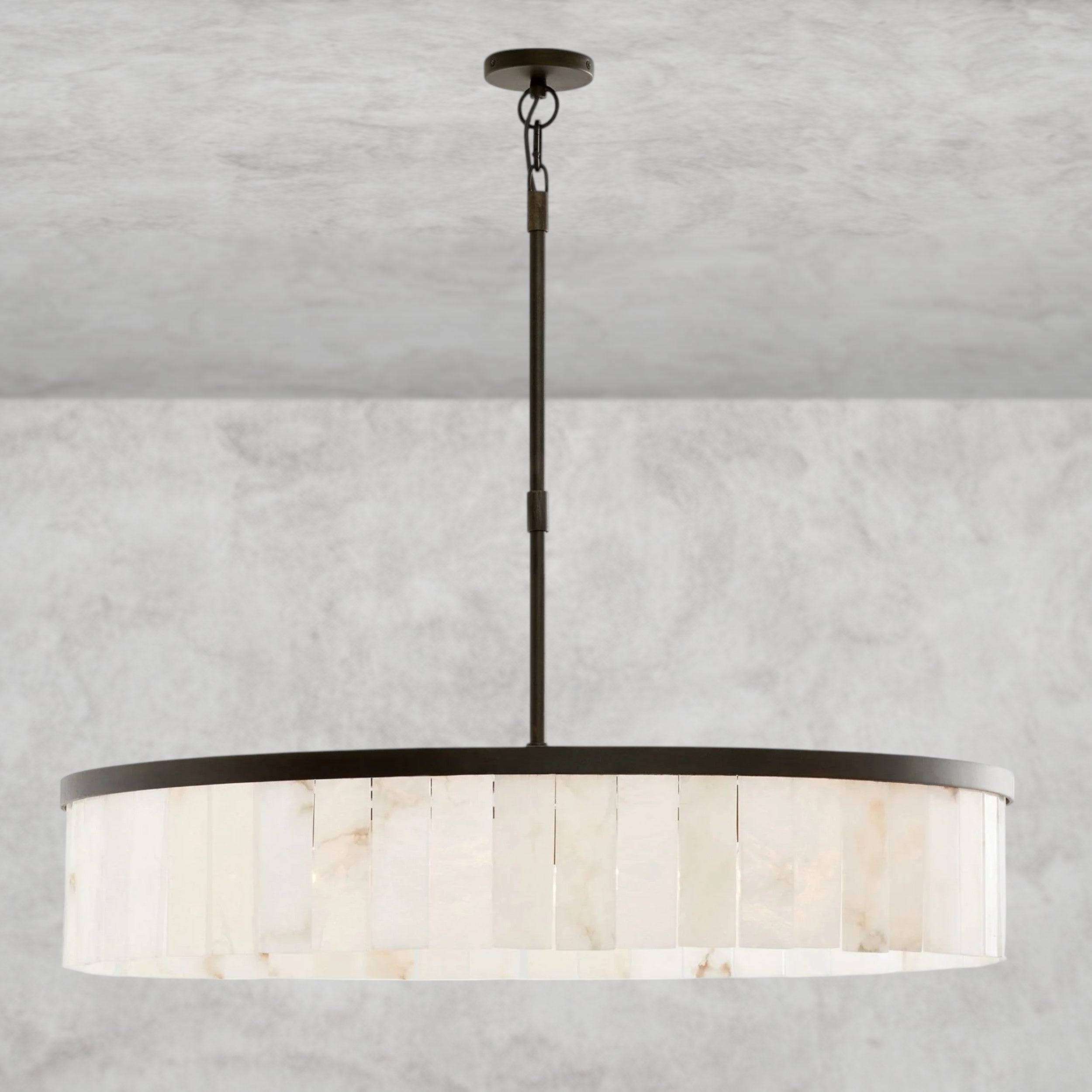 Windham Alabaster One-Tile Round Chandelier